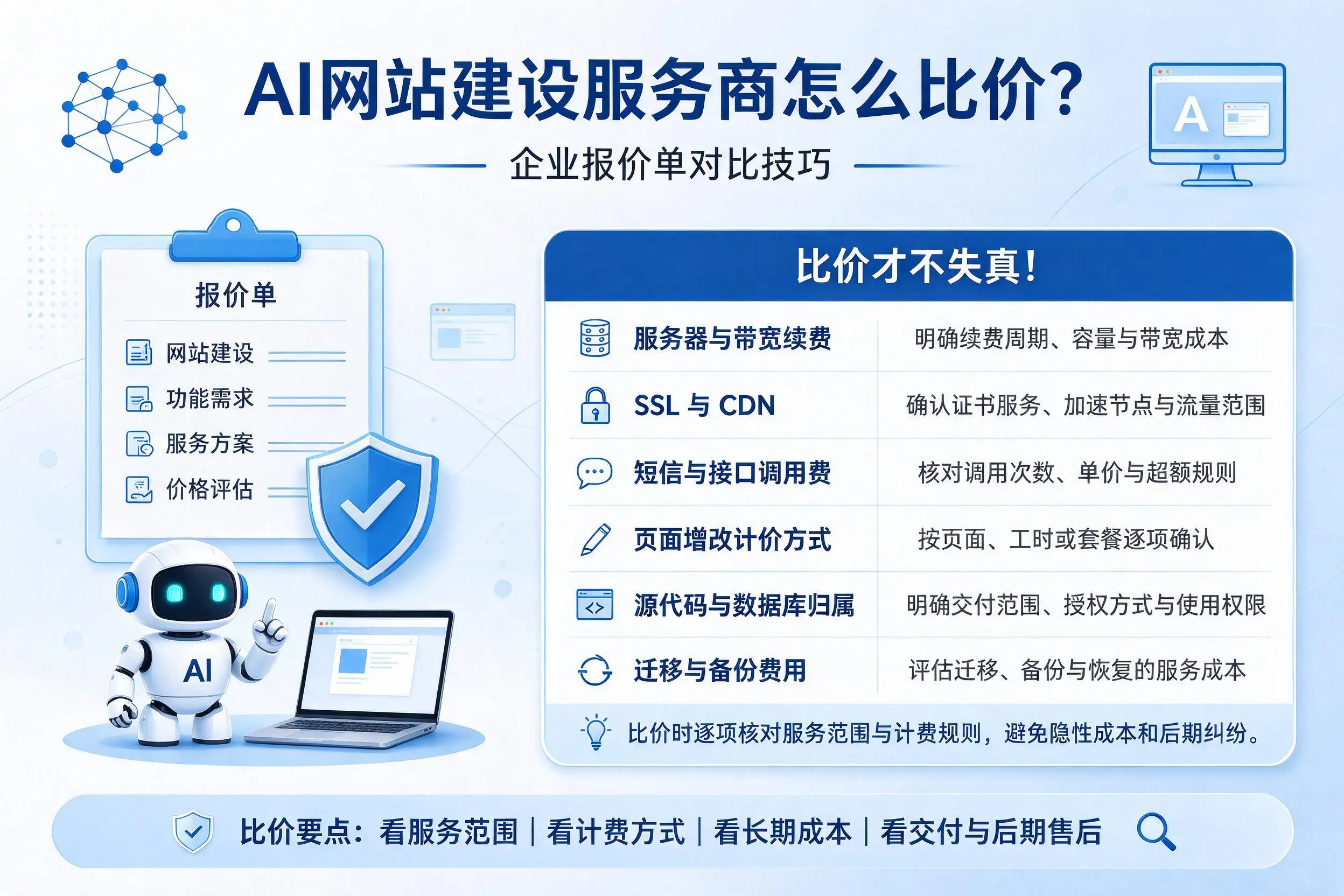 AI网站建设服务商怎么比价？博尔塔拉企业报价单对比技巧